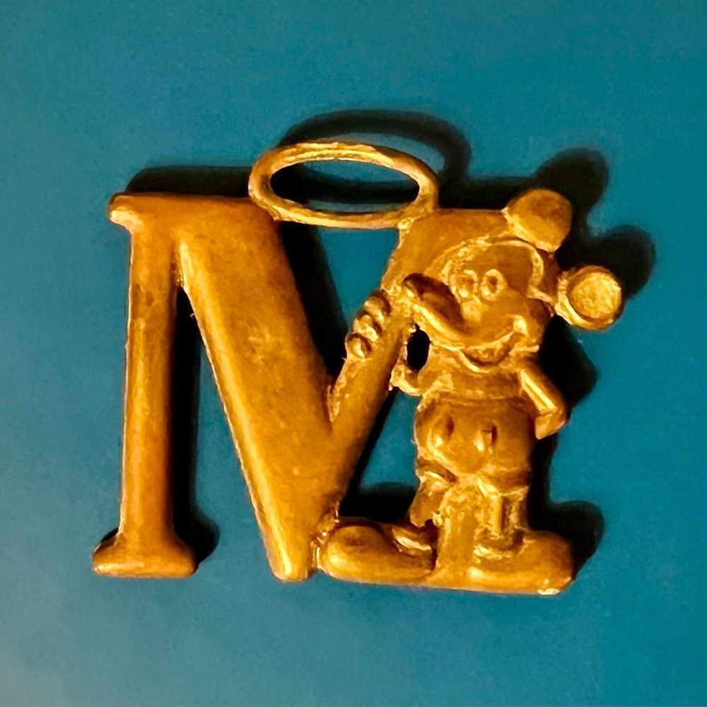 Vintage 70s 80s Leather Metal Walt Disney Mickey Mouse Key Chain Fob Pendant
